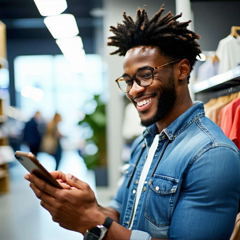 an engaged happy employee shopping for health insurance online while at work using their mobile device-1